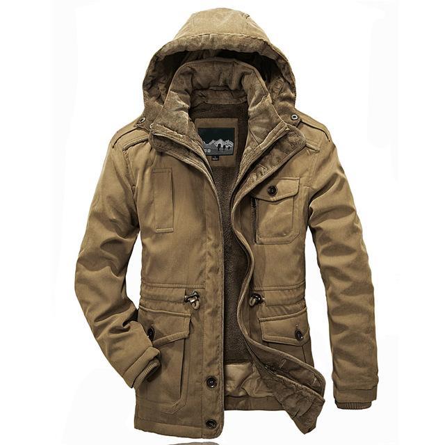 Men's Thick Cotton Jacket with Hood for Winter Pi-Mart