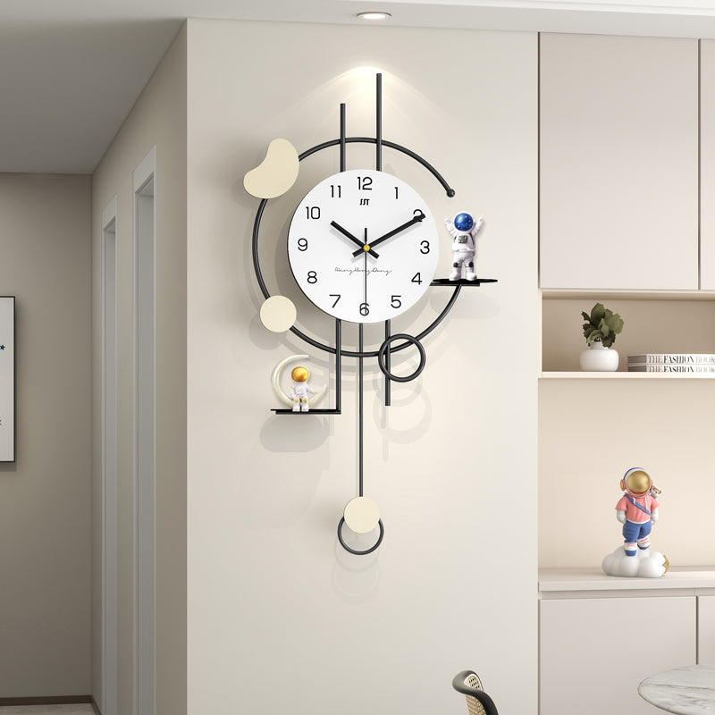 Modern Astronaut Pendulum Wall Clock Space Themed Home Decor PearlNestDecor.com
