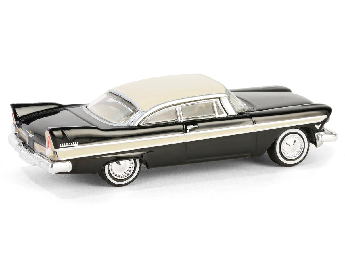 1957 Plymouth Belvedere Jet Black with Sand Dune White Top and Stripes "Showroom Floor" Series 6 1/64 Diecast Model Car by Greenlight LuxuryLifeWay Online Store