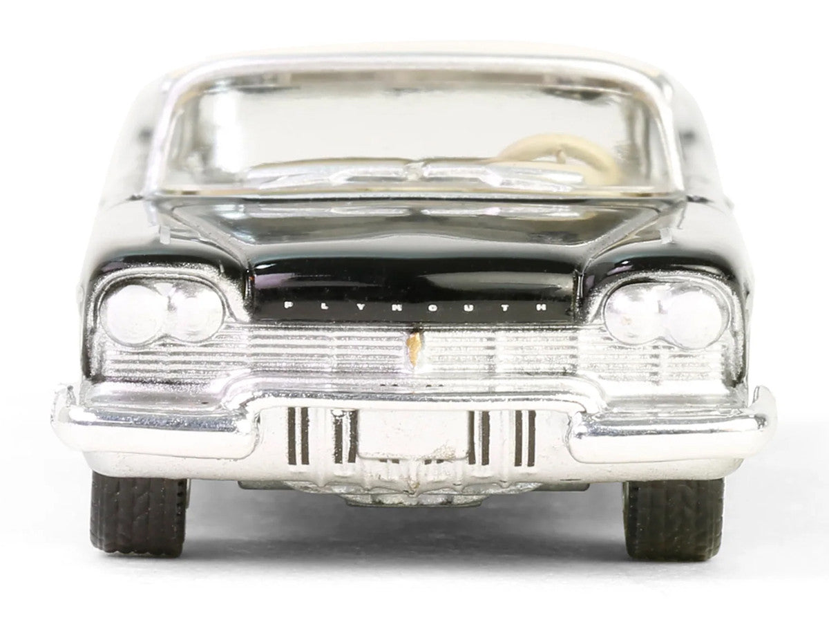 1957 Plymouth Belvedere Jet Black with Sand Dune White Top and Stripes "Showroom Floor" Series 6 1/64 Diecast Model Car by Greenlight LuxuryLifeWay Online Store