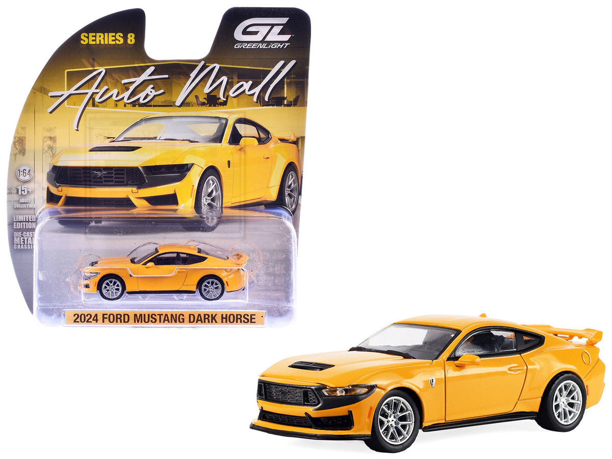 2024 Ford Mustang Dark Horse Yellow Splash Metallic "Auto Mall" Series 8 1/64 Diecast Model Car by Greenlight LuxuryLifeWay Online Store