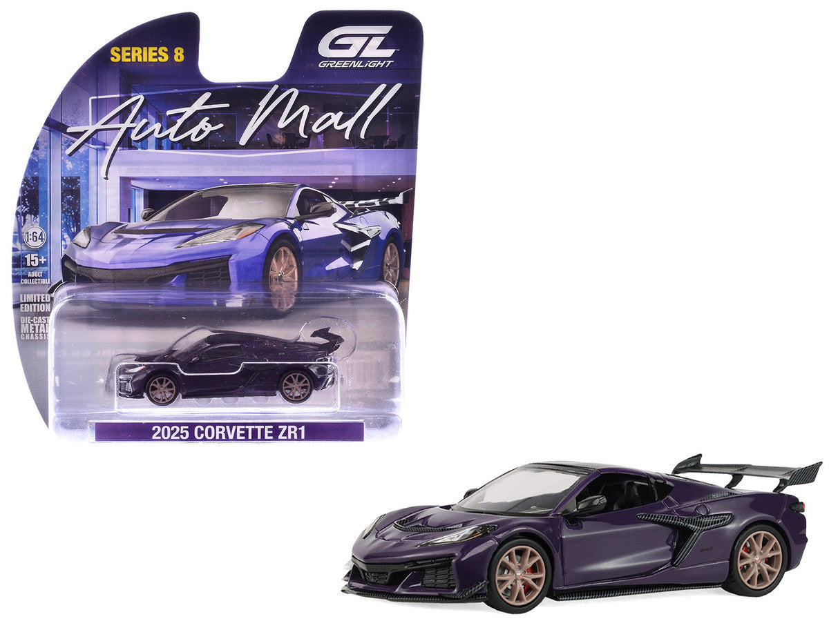 2025 Chevrolet Corvette ZR1 Hysteria Purple Metallic with Carbon Top "Auto Mall" Series 8 1/64 Diecast Model Car by Greenlight LuxuryLifeWay Online Store