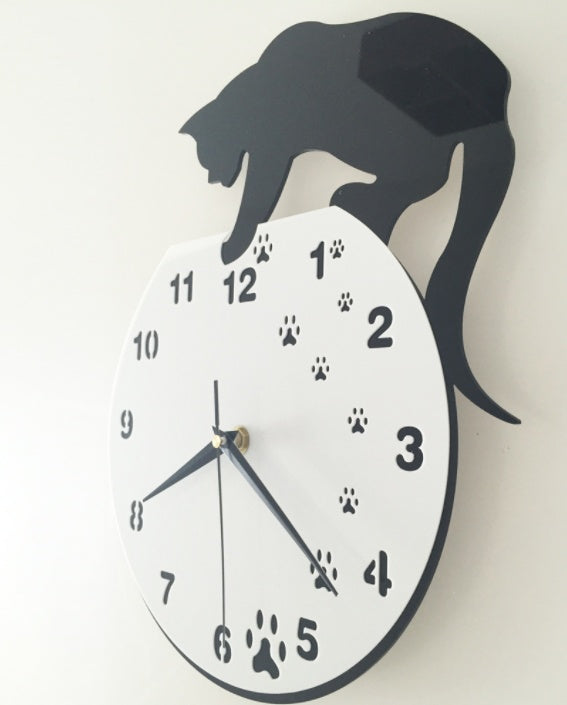 Funlife cat wall clock PearlNestDecor.com