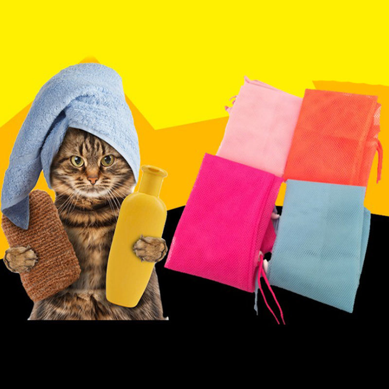 Pet Soft Cat Grooming Bag Adjustable Multifunctional Polyester Cat Washing Shower Mesh Bags Pet Nail Trimming Bags Pets Fashion