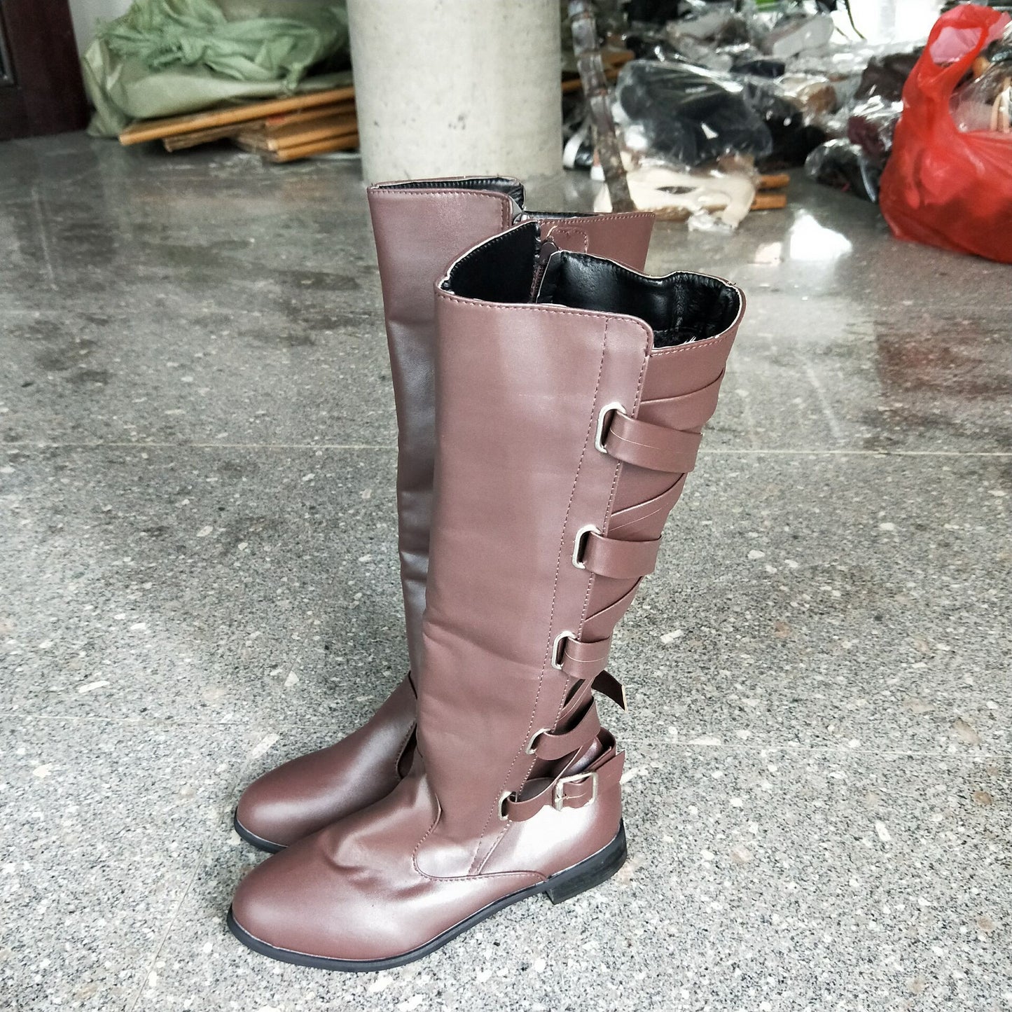 Lace-up Boots Round Toe Low Heel Rider Boots LadyShow.Store