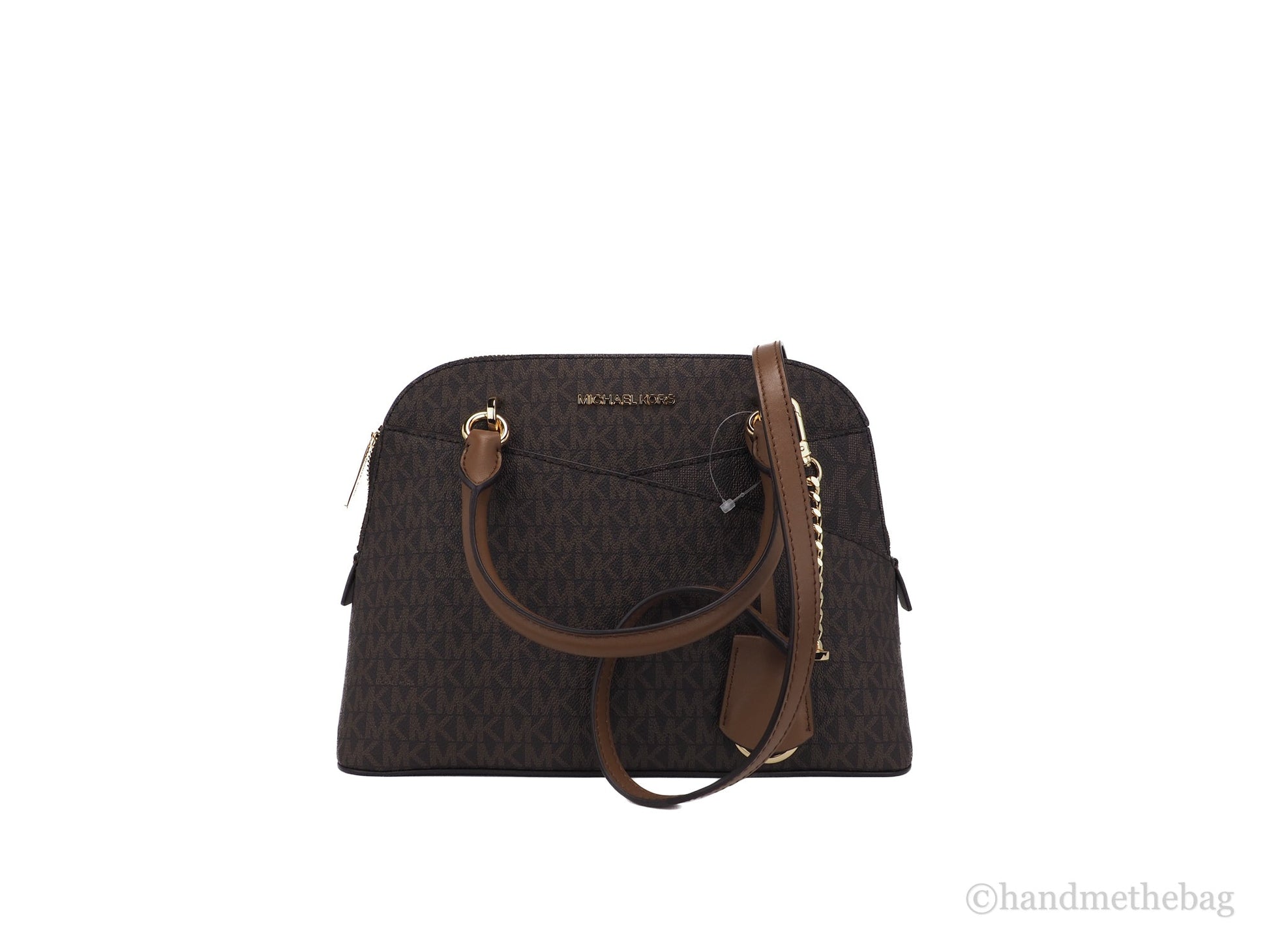 Michael Kors Jet Set Travel Medium Brown Signature PVC Dome X Cross Satchel Bag LadyShow.Store