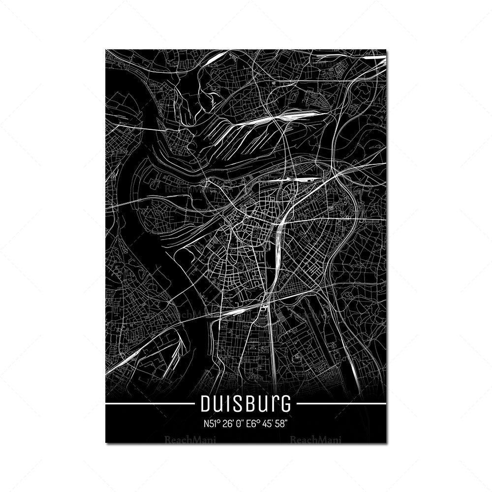 Map Black Line Poster Canvas Painting Home Decor Wall Art PearlNestDecor.com