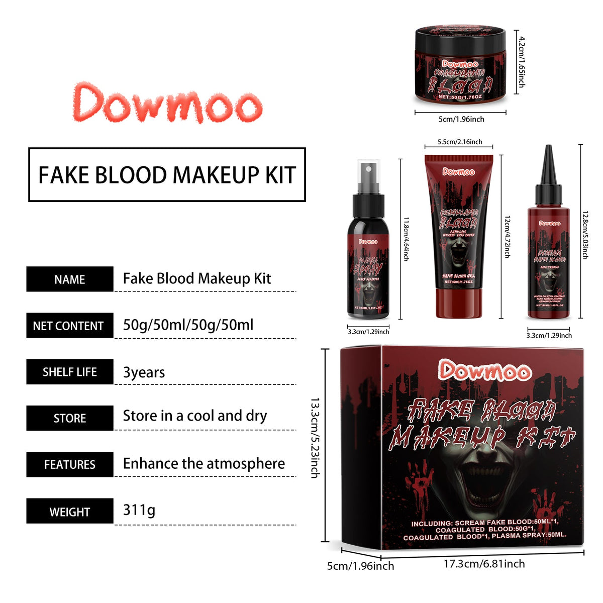 Halloween Fake Blood Effect Makeup Set 1 Set 1box Tri Light Beauty