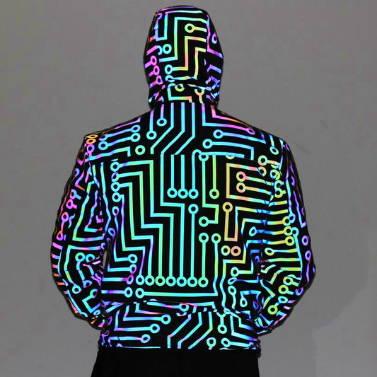 Rainbow Reflective Jacket for Men and Women (Hip Hop) Pi-Mart