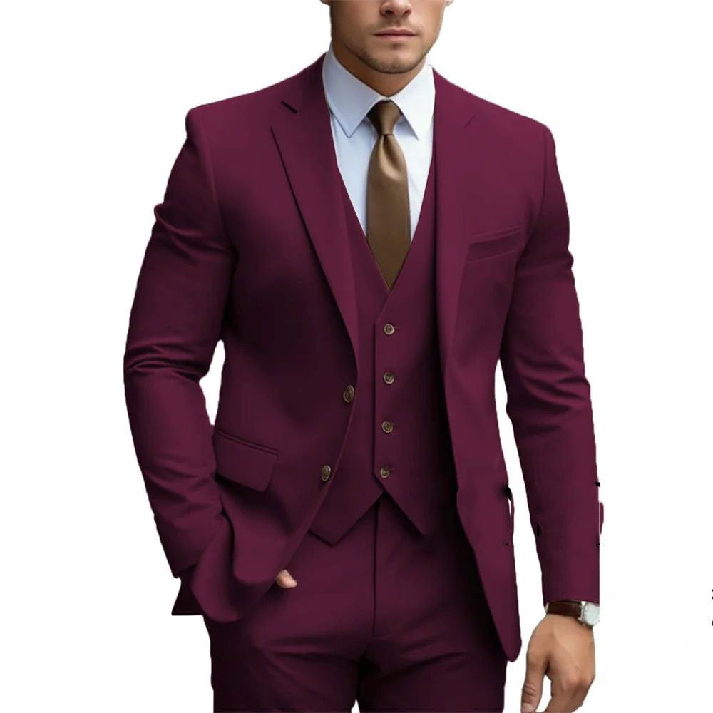 Business Casual Men's Three-piece Suit For Bridegroom Men's Wedding LadyShow.Store