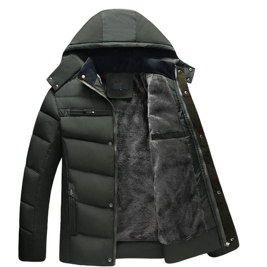 Men's Winter Wool Hooded Jacket with Fleece Lining Pi-Mart
