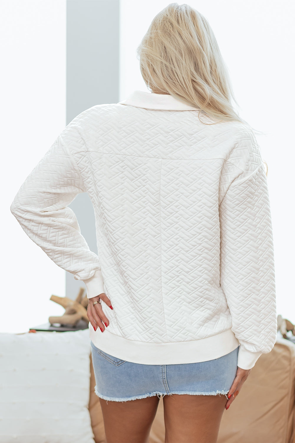 Raina Textured Collared Pullover LuxuryLifeWay Online Store