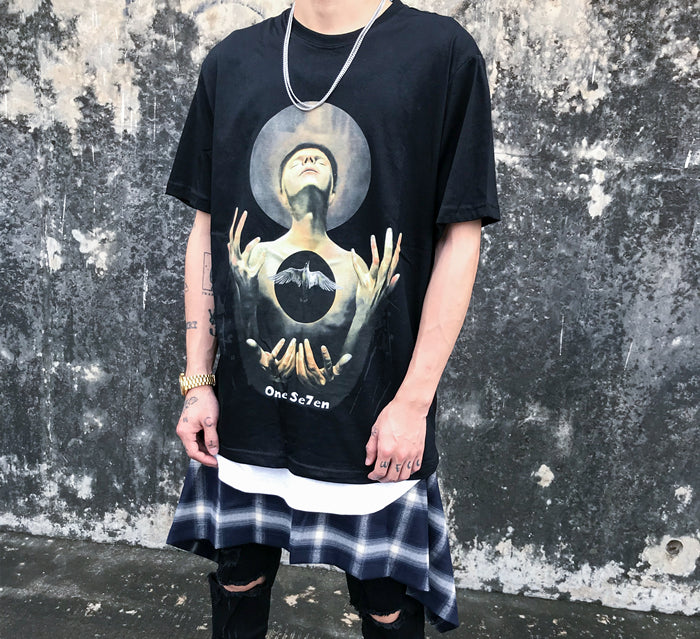 American Streetwear Dark Style T-Shirt with Print Pi-Mart