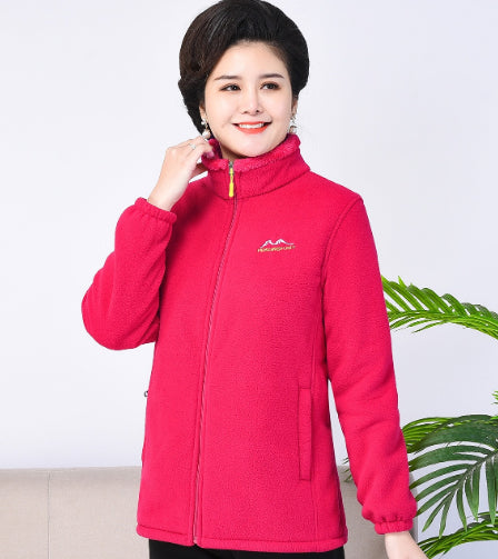 Middle-aged And Elderly Thickened Fleece Hooded Sweatshirt LadyShow.Store