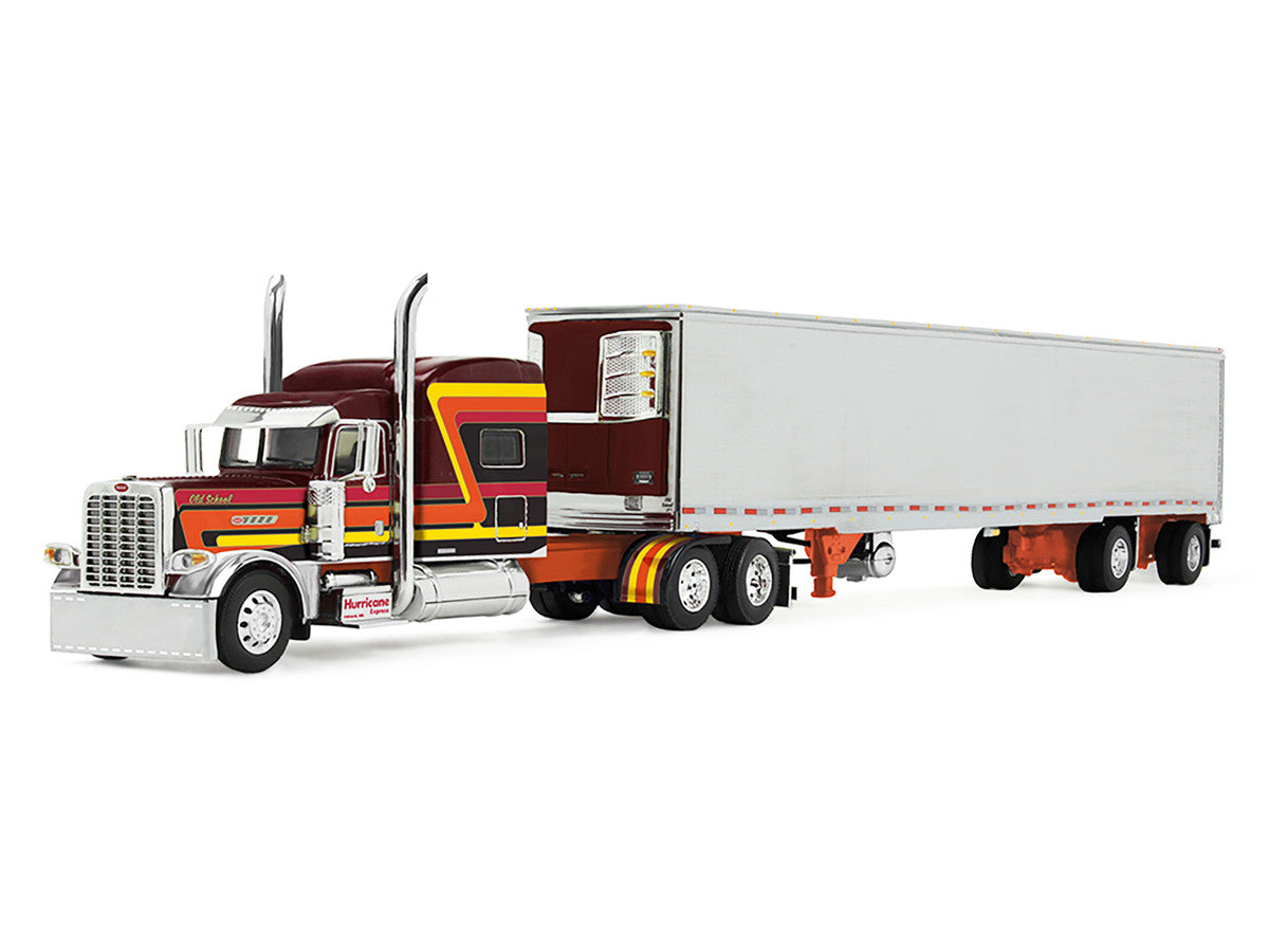 Peterbilt 389 Pride-N-Class with 70" Mid-Roof Sleeper and 53' Utility Trailer with Reefer "Hurricane Express" Brown with Stripes "Big Rigs" Series II #4 1/64 Diecast Model by DCP/First Gear LuxuryLifeWay Online Store