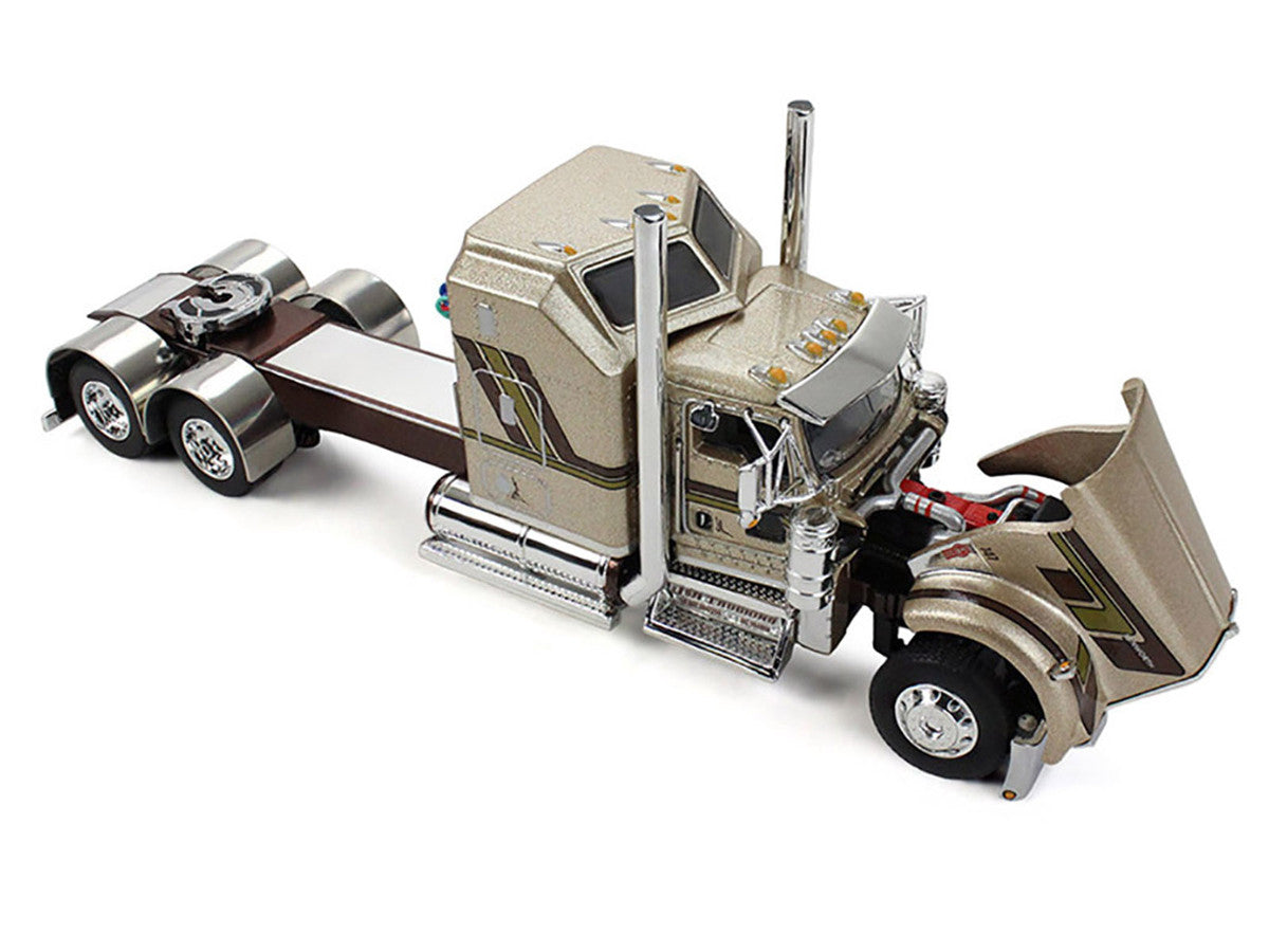 Kenworth W900L with 60" Aerodyne Sleeper and 40' Vintage Trailer "Red's Favorites - Jason Sanders" Beige with Stripes 1/64 Diecast Model by DCP/First Gear LuxuryLifeWay Online Store