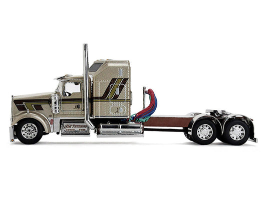 Kenworth W900L with 60" Aerodyne Sleeper and 40' Vintage Trailer "Red's Favorites - Jason Sanders" Beige with Stripes 1/64 Diecast Model by DCP/First Gear LuxuryLifeWay Online Store