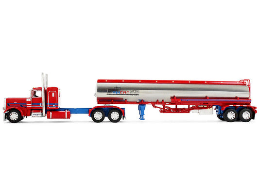 Peterbilt 389 with 36" Flat Top Sleeper and Heil Fuel Tank Trailer "Sancken Custom Truck by Amcan" Red "Big Rigs" Series II #3 1/64 Diecast Model by DCP/First Gear LuxuryLifeWay Online Store