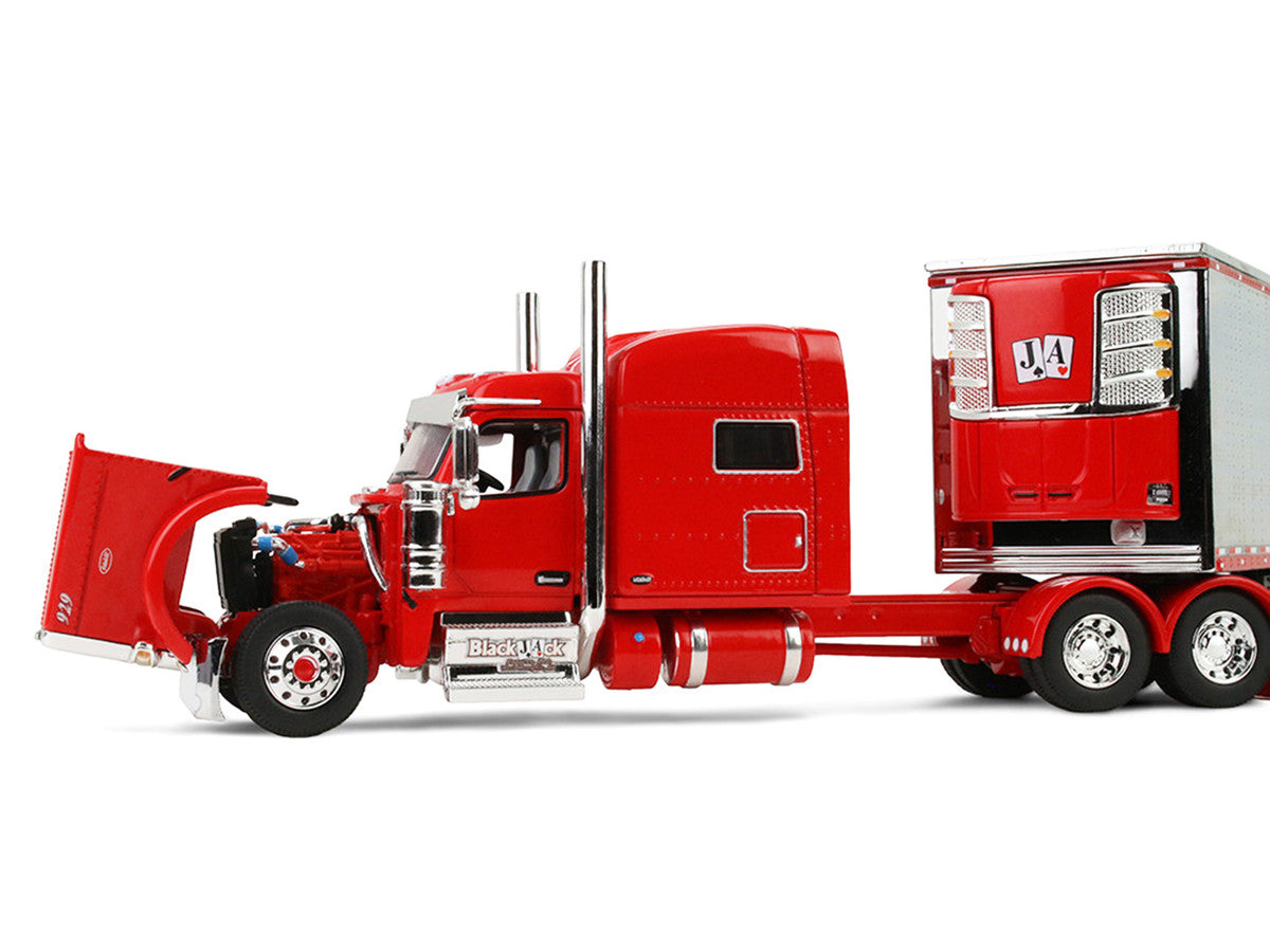 Peterbilt 589 with 78" Mid-Roof Sleeper and 53' Utility Trailer with Reefer "Blackjack Express LLC" Red "Big Rigs" Series II #6 1/64 Diecast Model by DCP/First Gear LuxuryLifeWay Online Store