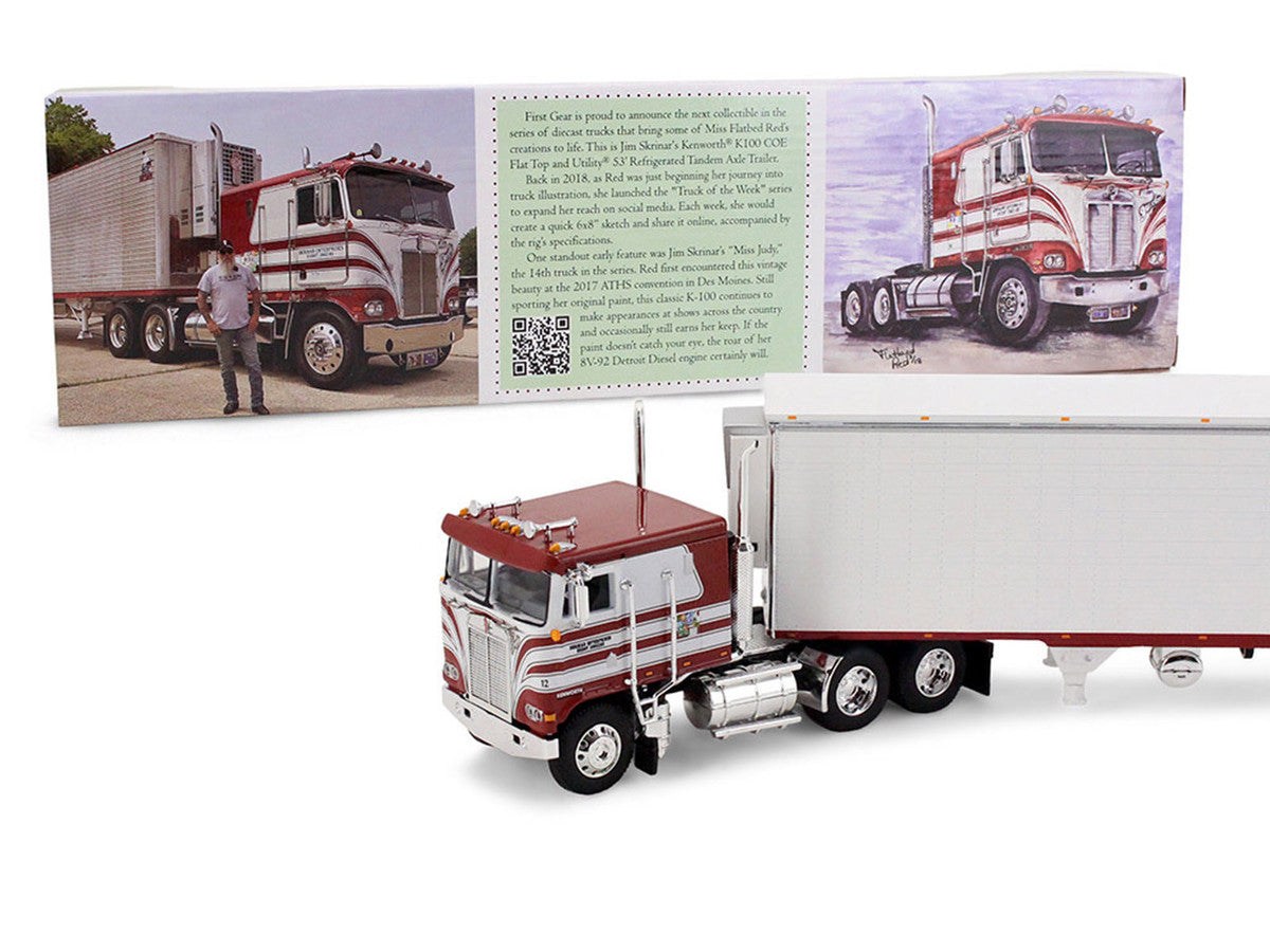Kenworth K100 COE Flat Top and 53' Utility Trailer with Reefer "Red's Favorites - Jim Skrinar" Red with White Stripes 1/64 Diecast Model by DCP/First Gear LuxuryLifeWay Online Store