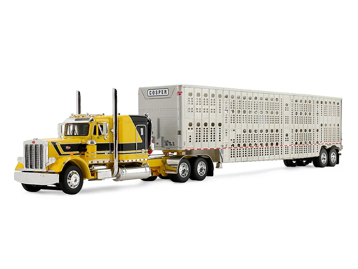 Peterbilt 359 with 63" Flat Top Sleeper & Wilson Silverstar Livestock Trailer "Red's Favorites - Hank Cosper" Yellow with Black Stripes 1/64 Diecast Model by DCP/First Gear LuxuryLifeWay Online Store