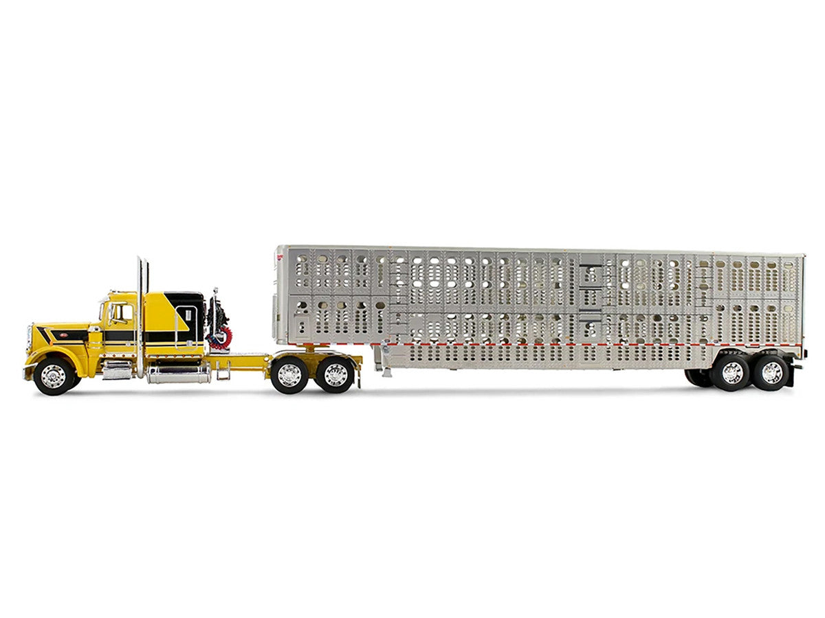 Peterbilt 359 with 63" Flat Top Sleeper & Wilson Silverstar Livestock Trailer "Red's Favorites - Hank Cosper" Yellow with Black Stripes 1/64 Diecast Model by DCP/First Gear LuxuryLifeWay Online Store