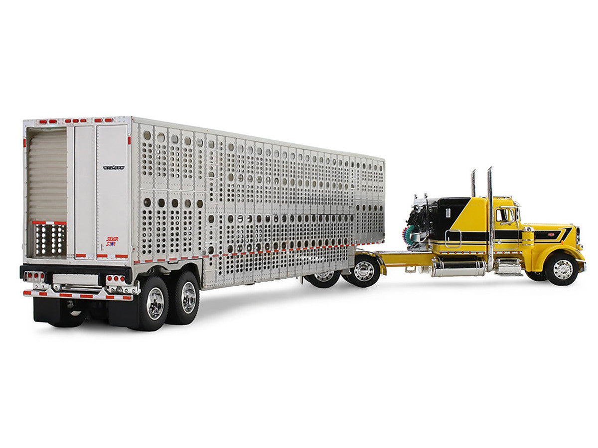 Peterbilt 359 with 63" Flat Top Sleeper & Wilson Silverstar Livestock Trailer "Red's Favorites - Hank Cosper" Yellow with Black Stripes 1/64 Diecast Model by DCP/First Gear LuxuryLifeWay Online Store