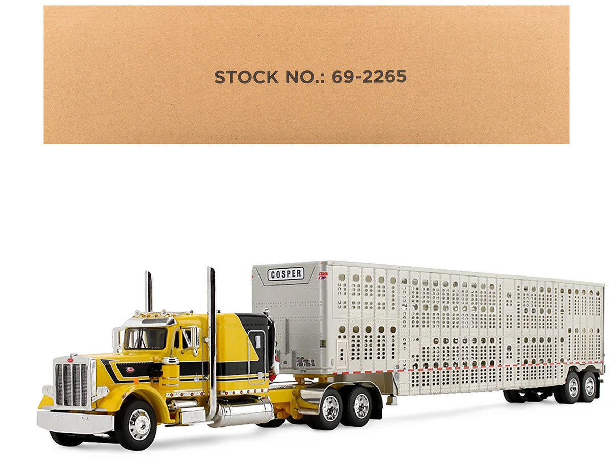 Peterbilt 359 with 63" Flat Top Sleeper & Wilson Silverstar Livestock Trailer "Red's Favorites - Hank Cosper" Yellow with Black Stripes 1/64 Diecast Model by DCP/First Gear LuxuryLifeWay Online Store