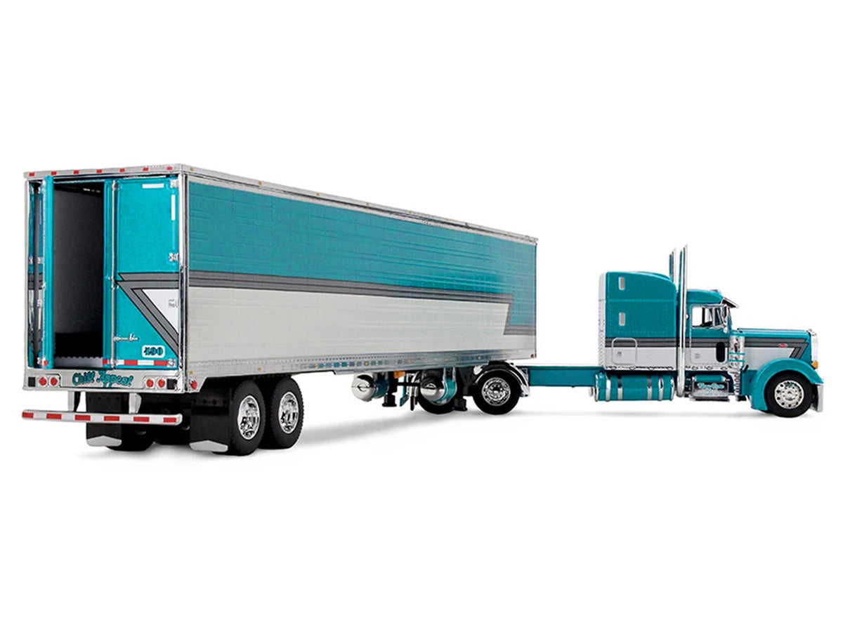 Peterbilt 379 with 63" Mid-Roof Sleeper and 53' Utility Trailer with Reefer "Tway Rose Transport" Teal and White with Stripes "Big Rigs" Series II #5 1/64 Diecast Model by DCP/First Gear LuxuryLifeWay Online Store