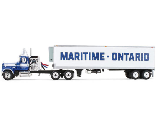 Mack Super-Liner with 36" Vintage Sleeper and 40' Vintage Trailer with Reefer "Maritime-Ontario" Blue with White Stripes "Legacy" Series #4 1/64 Diecast Model by DCP/First Gear LuxuryLifeWay Online Store