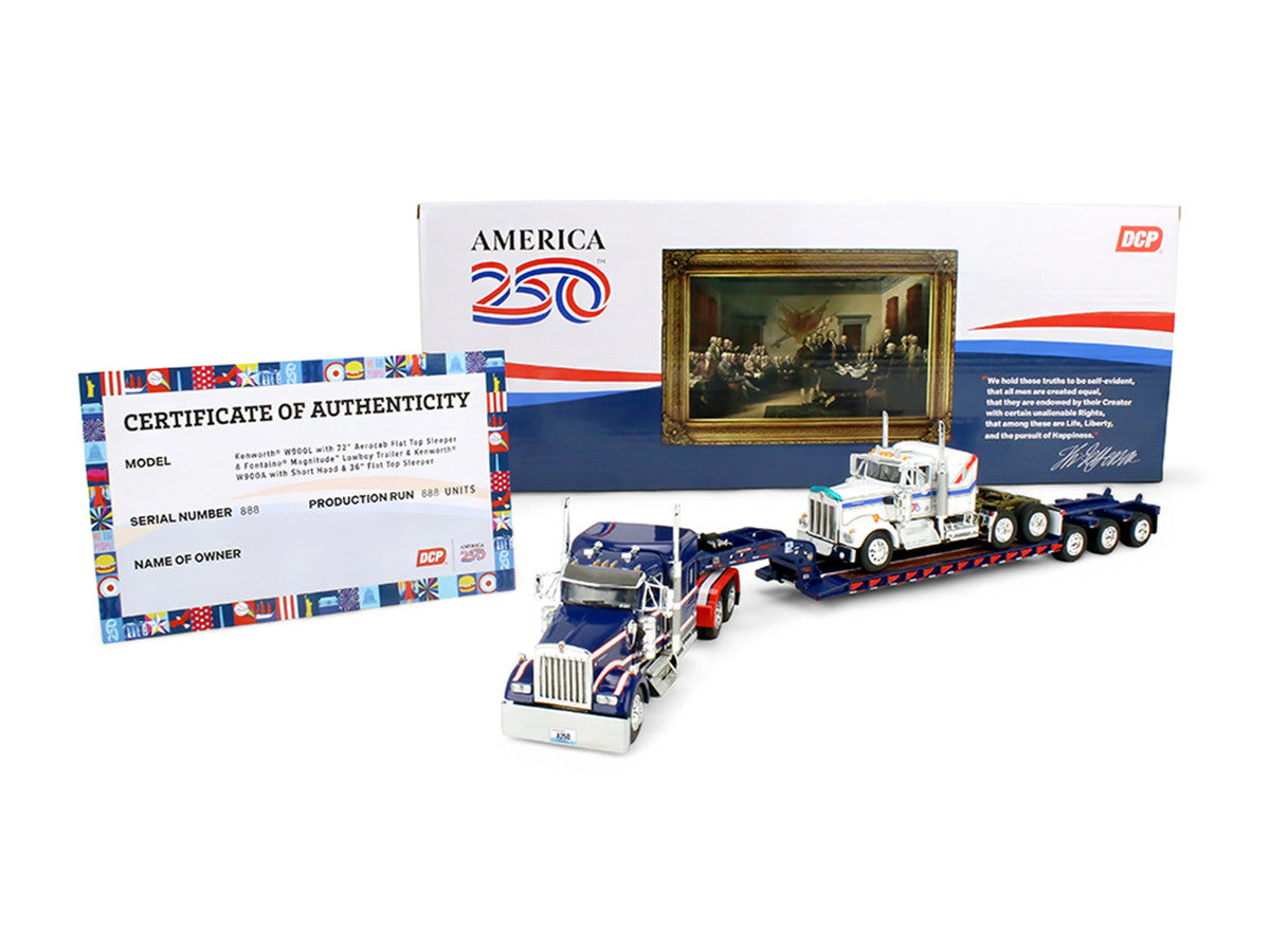 Peterbilt 379 with 70" Mid-Roof Sleeper and Wilson Silverstar Livestock Trailer "National Carriers" White "Legacy Series #5" 1/64 Diecast Model by DCP/First Gear LuxuryLifeWay Online Store