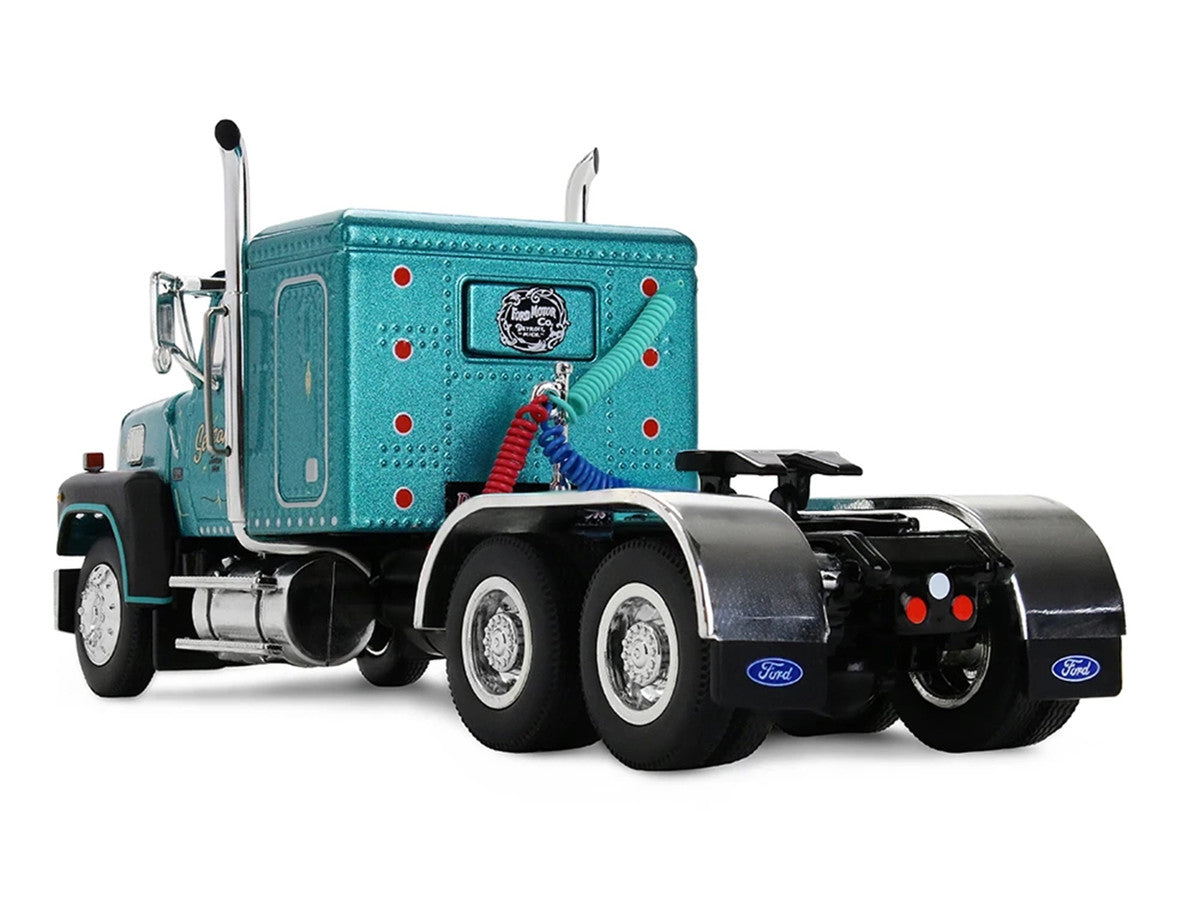 Ford LTL 9000 with 48" Flat Top Sleeper and 53' Utility Trailer with Reefer "Red’s Favorites - Tom Sercombe" Turquoise Metallic 1/64 Diecast Model by First Gear LuxuryLifeWay Online Store