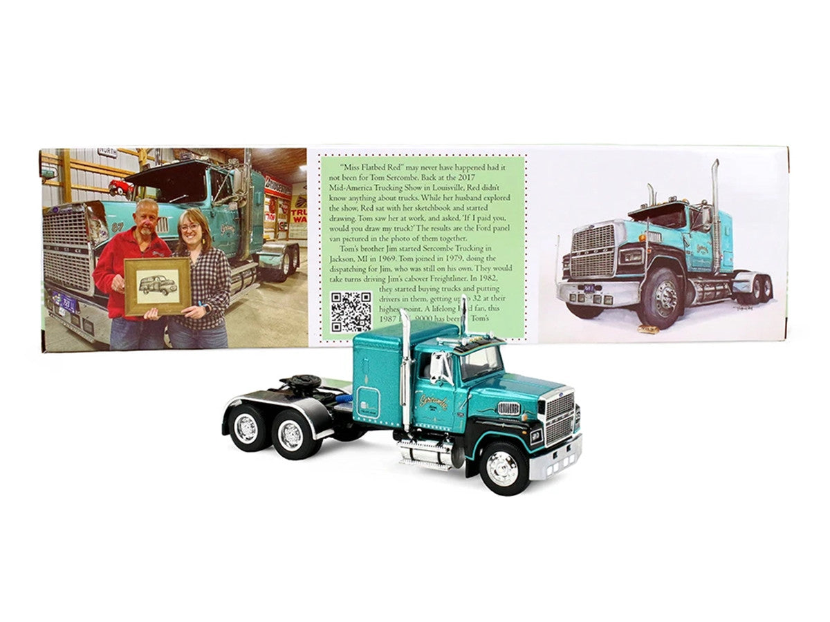 Ford LTL 9000 with 48" Flat Top Sleeper and 53' Utility Trailer with Reefer "Red’s Favorites - Tom Sercombe" Turquoise Metallic 1/64 Diecast Model by First Gear LuxuryLifeWay Online Store