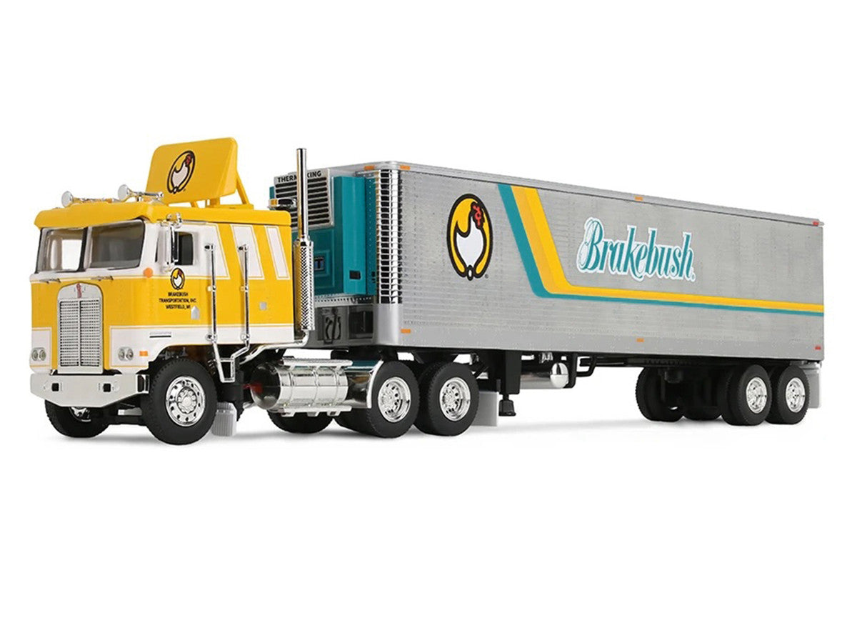 Kenworth K100 COE Flat Top and 40' Vintage Trailer with Reefer "Brakebush" Yellow with White Grpahics "Legacy Series #6" 1/64 Diecast Model by First Gear LuxuryLifeWay Online Store