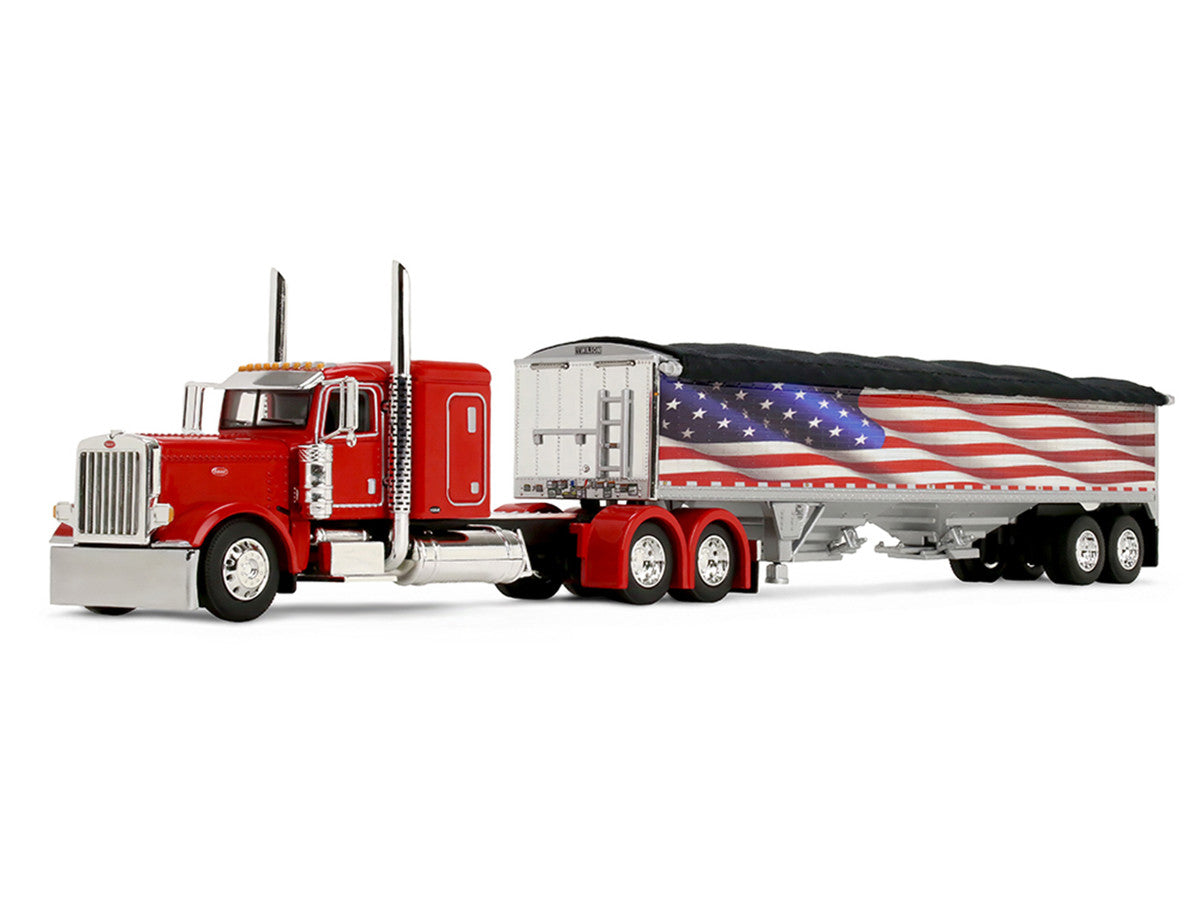 Peterbilt 389 with 48" Flat Top Sleeper and 43' Wilson Pacesetter High Side Grain Trailer "Wilson USA 250" Red 1/64 Diecast Model by DCP/First Gear LuxuryLifeWay Online Store