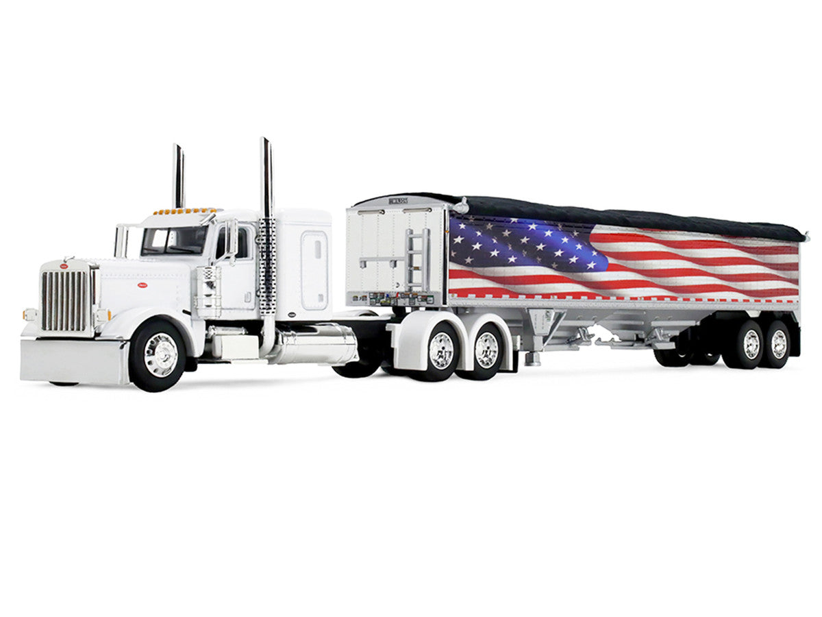 Peterbilt 389 with 48" Flat Top Sleeper and 43' Wilson Pacesetter High Side Grain Trailer "Wilson USA 250" White 1/64 Diecast Model by DCP/First Gear LuxuryLifeWay Online Store