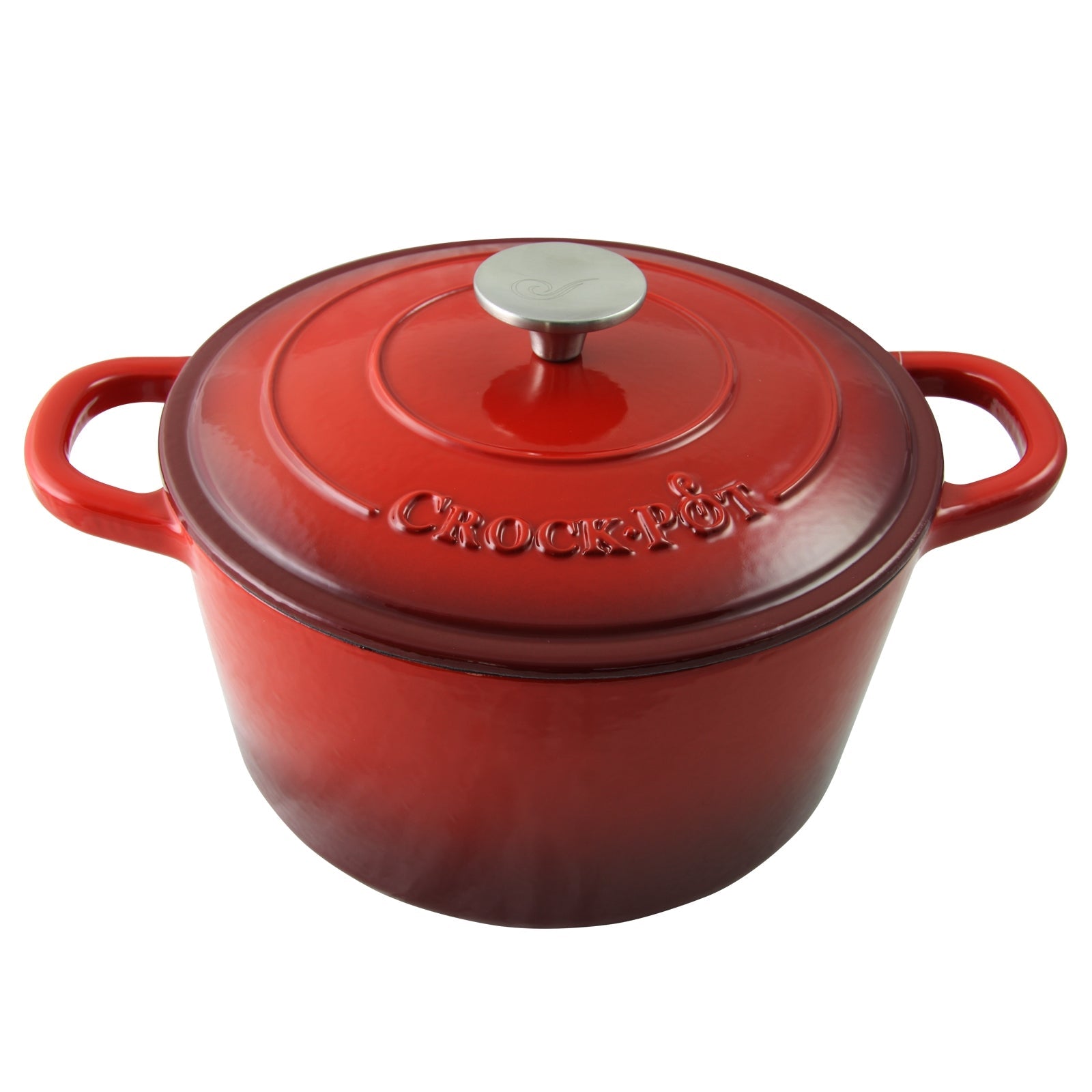 Crock Pot Artisan 5 Quart Round Enameled Cast Iron Dutch Oven in Scarlet Red LuxuryLifeWay Online Store