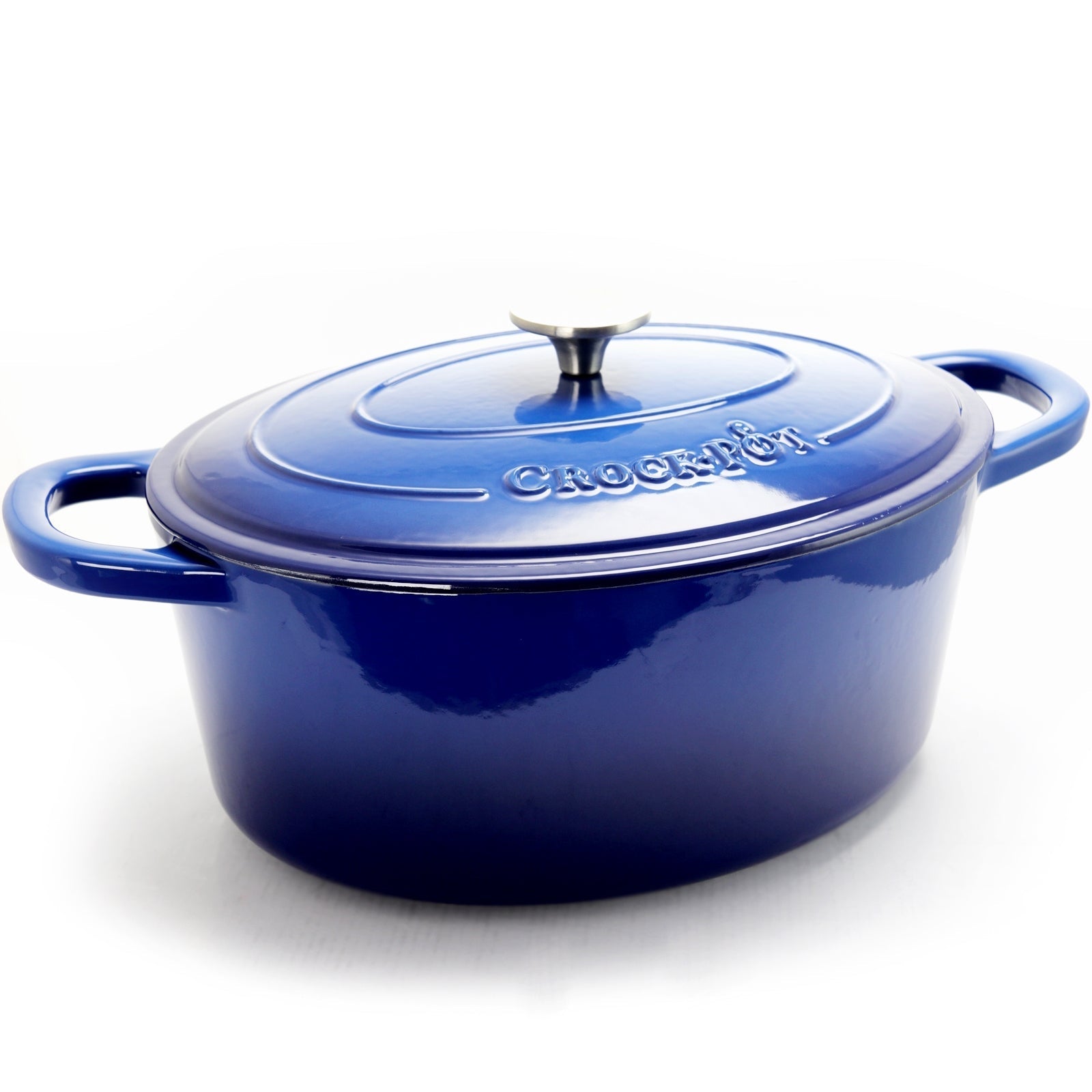 Crock Pot Artisan 7 Quart Enameled Cast Iron Oval Dutch Oven in Sapphire Blue LuxuryLifeWay Online Store