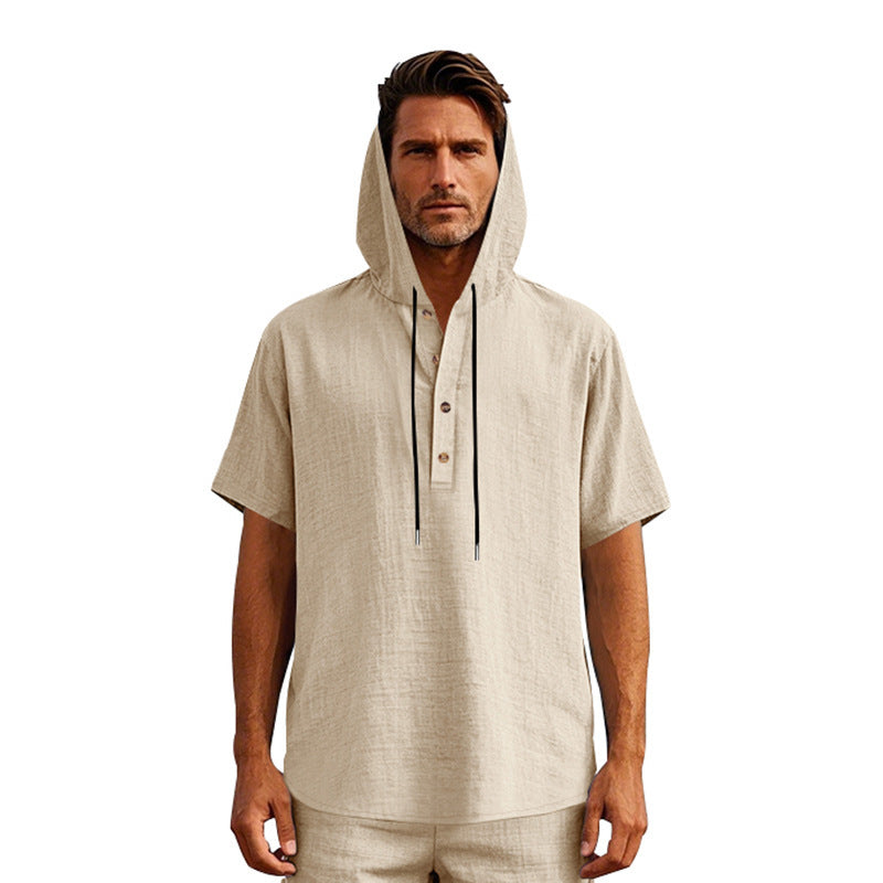 European And American Linen Short-sleeved Men's T-shirt Simple NorixaFashion.com
