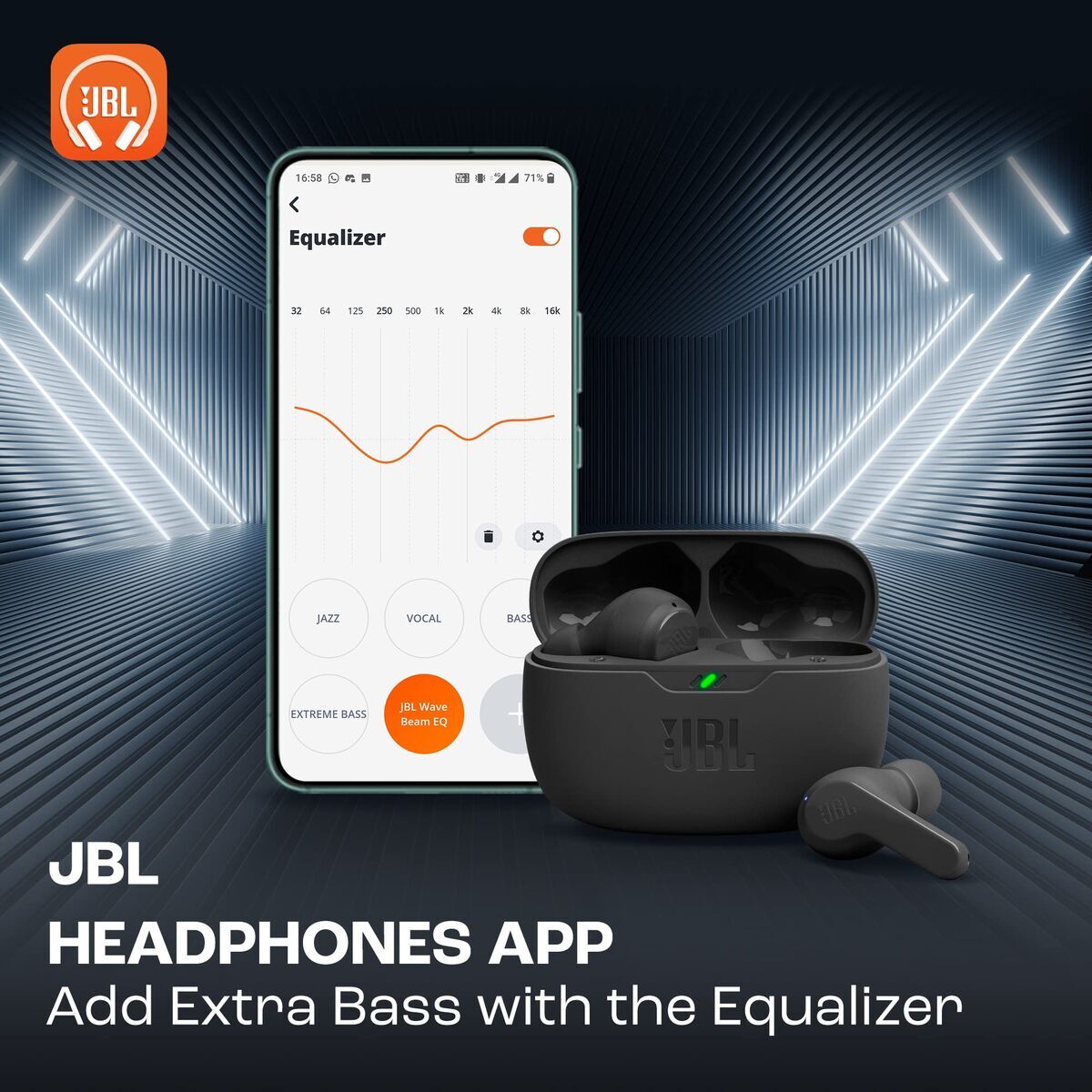 Headphones JBL Wave Beam Black LuxuryLifeWay Online Store
