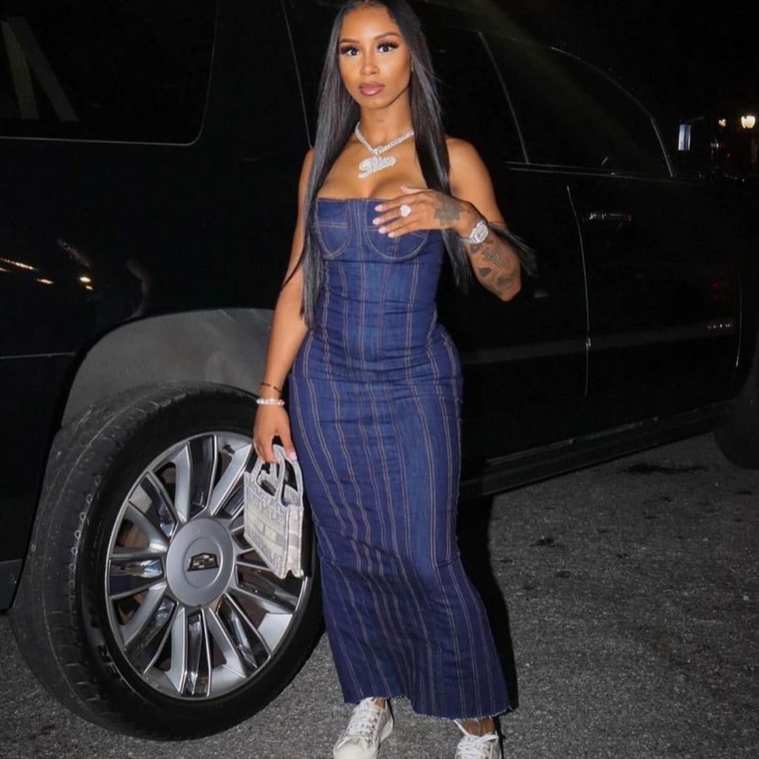 Denim Tube Top Dress Pi-Mart