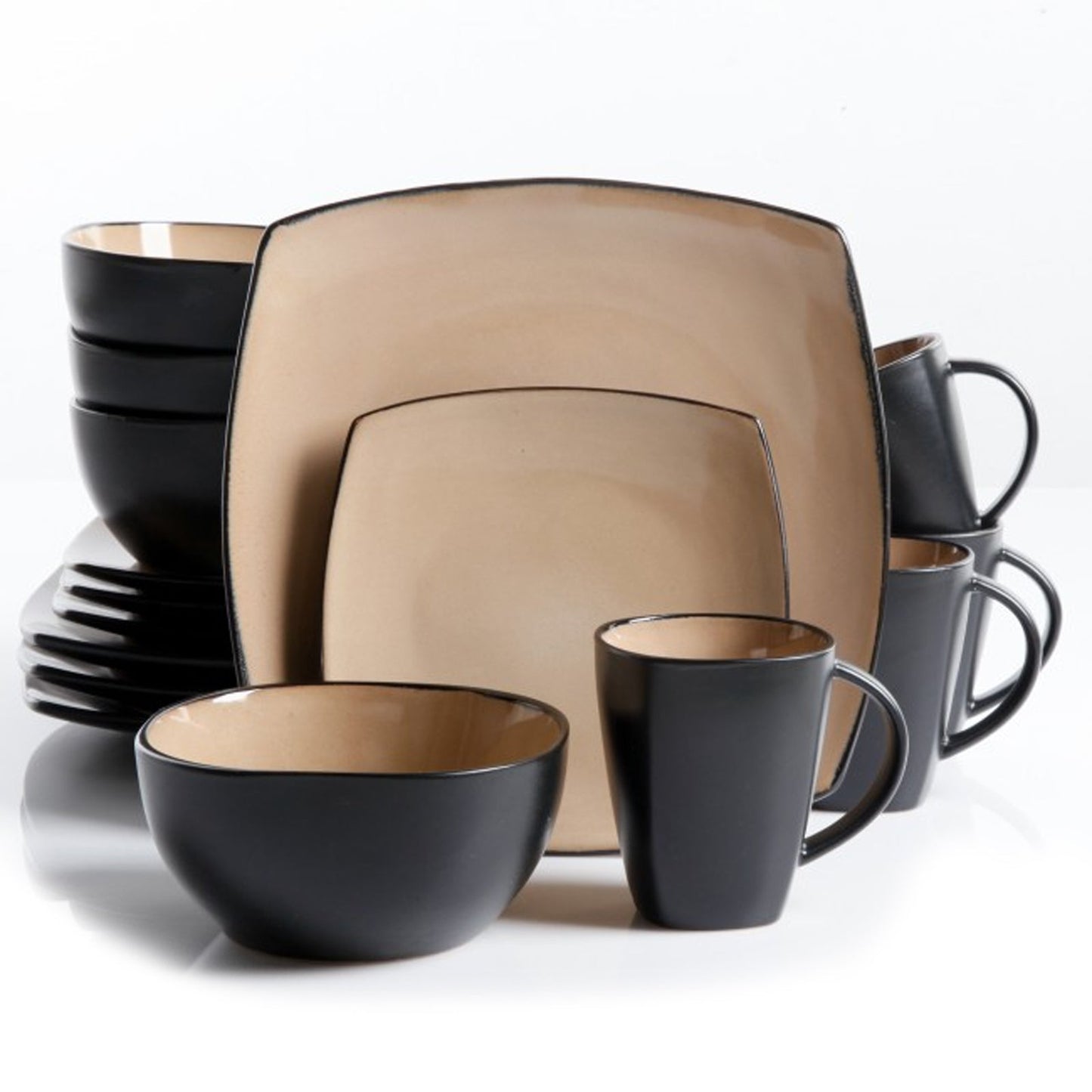 Soho Lounge 16 pc Dinnerware, Taupe Square Shape (Service for 4) LuxuryLifeWay Online Store