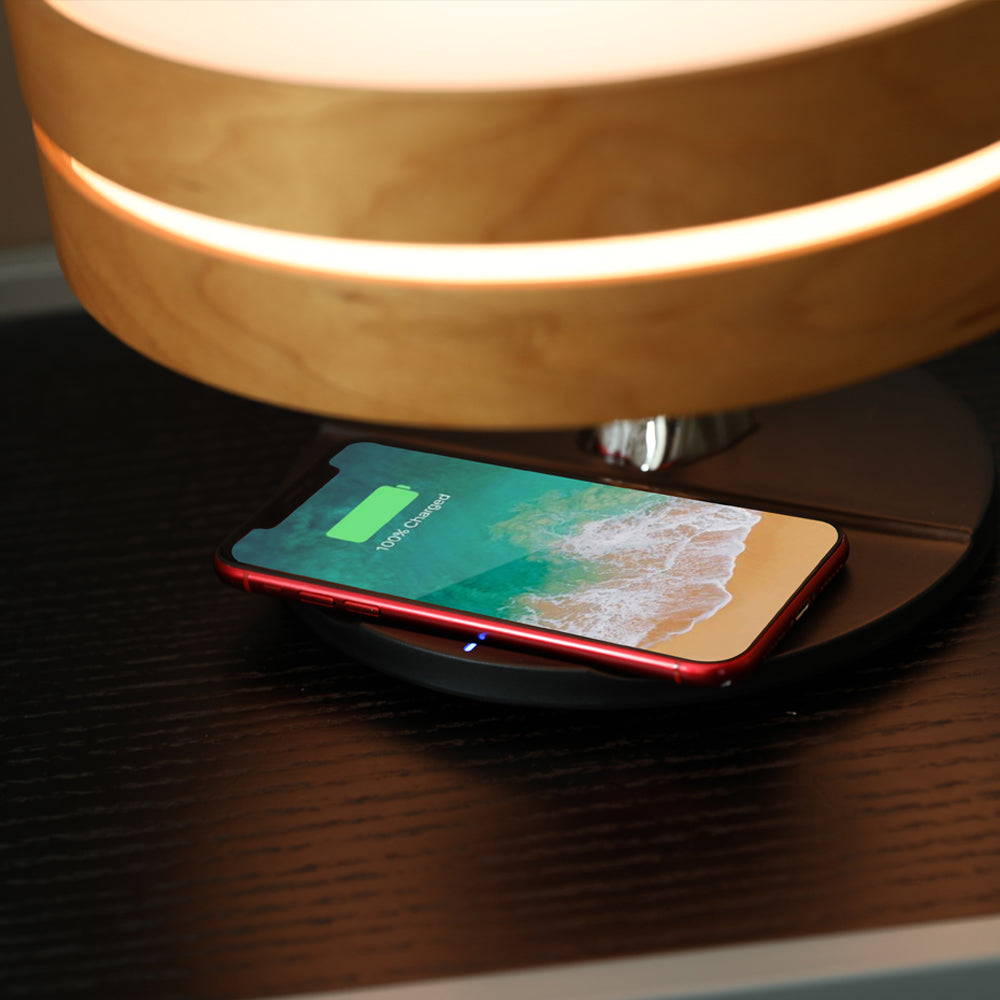 Round Intelligent Music Bluetooth Speaker Bed Lamp WiFi Circle Tree Of Led Light Wireless Charging For Living Room PearlNestDecor.com