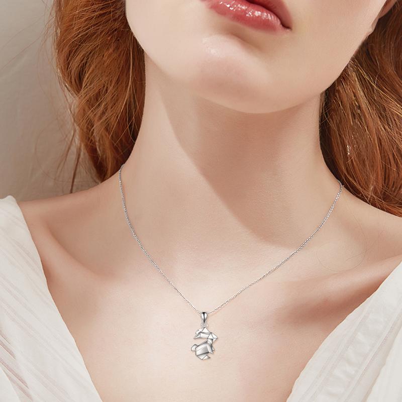 Origami Rabbit Bunny Urn Necklace for Ashes in Sterling Silver as Gifts LadyShow.Store