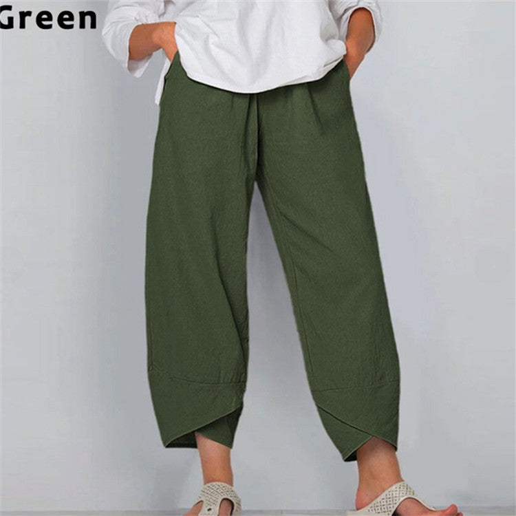 Wide Leg Pants Loose Casual Cotton Linen NorixaFashion.com