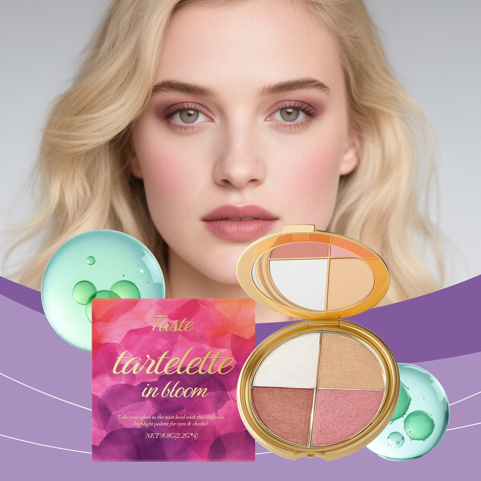 Highlighter Eyeshadow & Blush Palette Tri Light Beauty