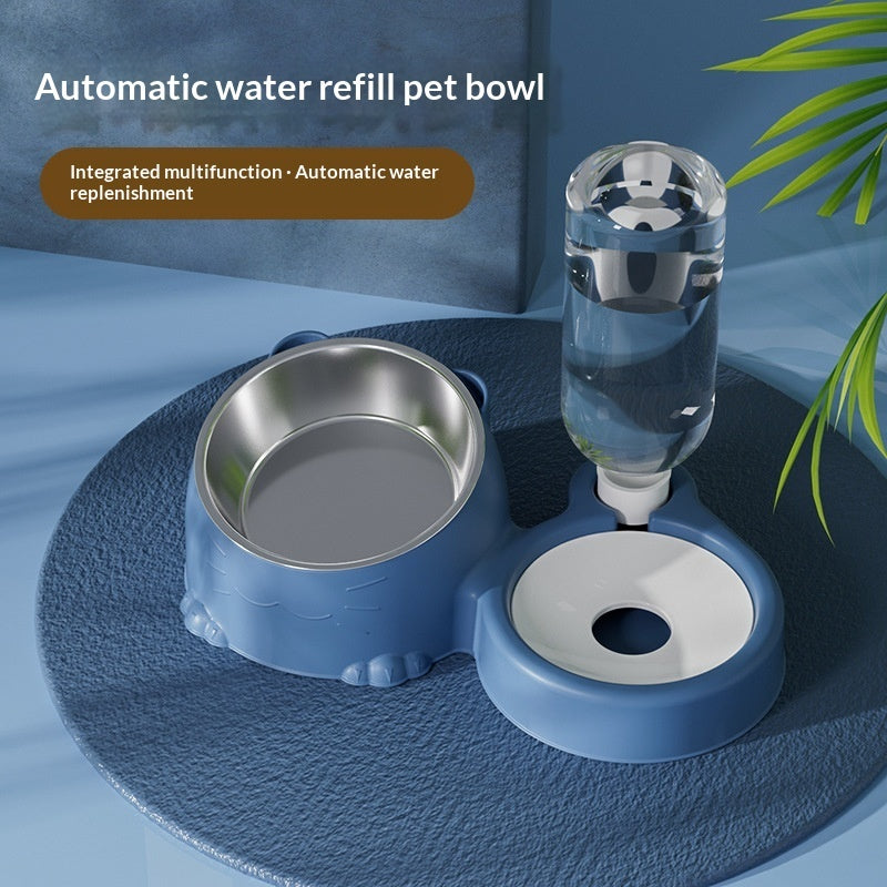 Pet Double Bowl Anti-Tip Cute Stainless Steel Food Bowl Pets Fashion