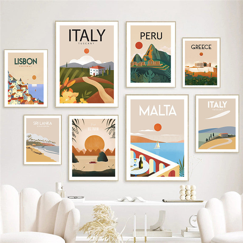 Travel City Canvas Painting PearlNestDecor.com