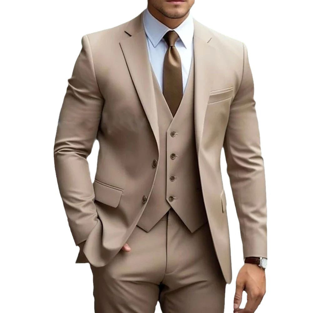 Business Casual Men's Three-piece Suit For Bridegroom Men's Wedding LadyShow.Store