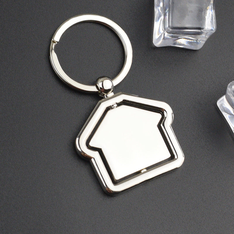 Simple House Rotating Metal Keychains LadyShow.Store